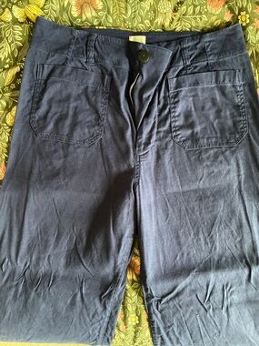 Maeve Navy Wide-Leg Linen Pants